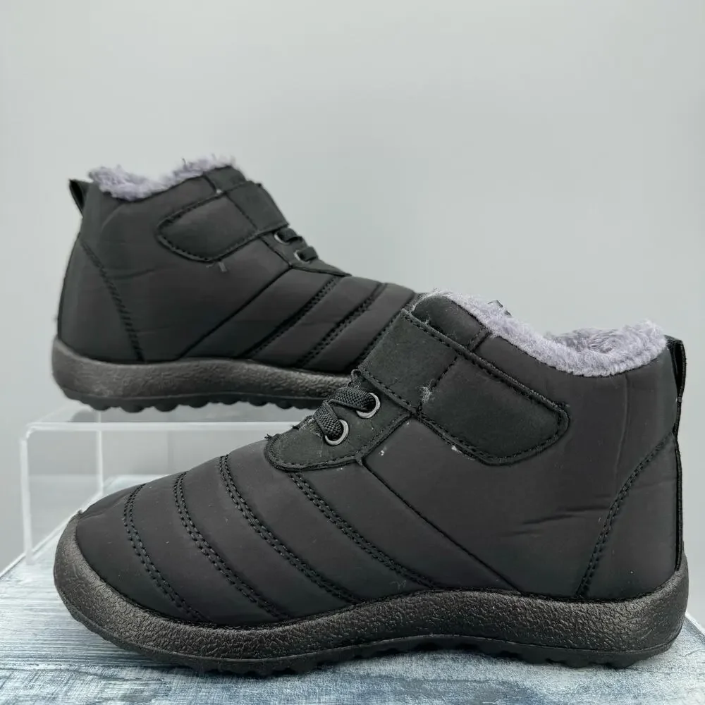 NEW Ablanczoom Boy’s Insulated Snow Boots Black Size 11.5